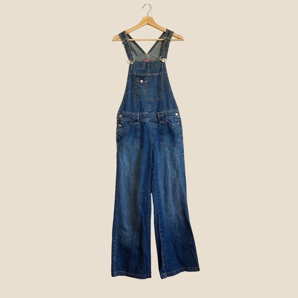 Unionbay Y2K Wide Leg Denim Bib Overalls Medium Blue Utility Retro Carpenter